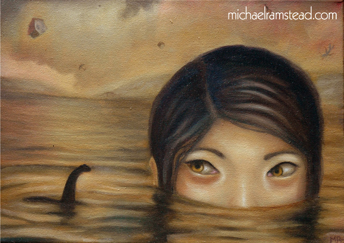 700x494 The Loch Ness Monster Oil Painting Art By Michael Ramstead - Monster Oil Painting