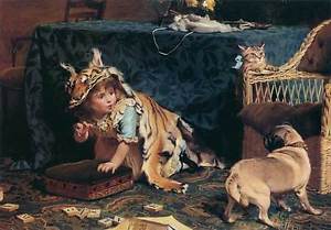 300x209 Art Oil Painting Charles Burton Barber Monster Little Girl - Monster Oil Painting