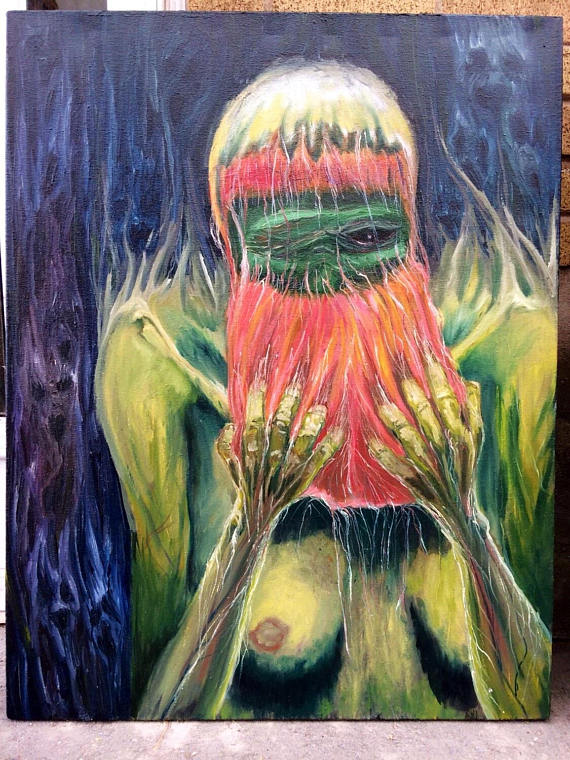 570x760 Behind The Mask Monster Oil Painting - Monster Oil Painting