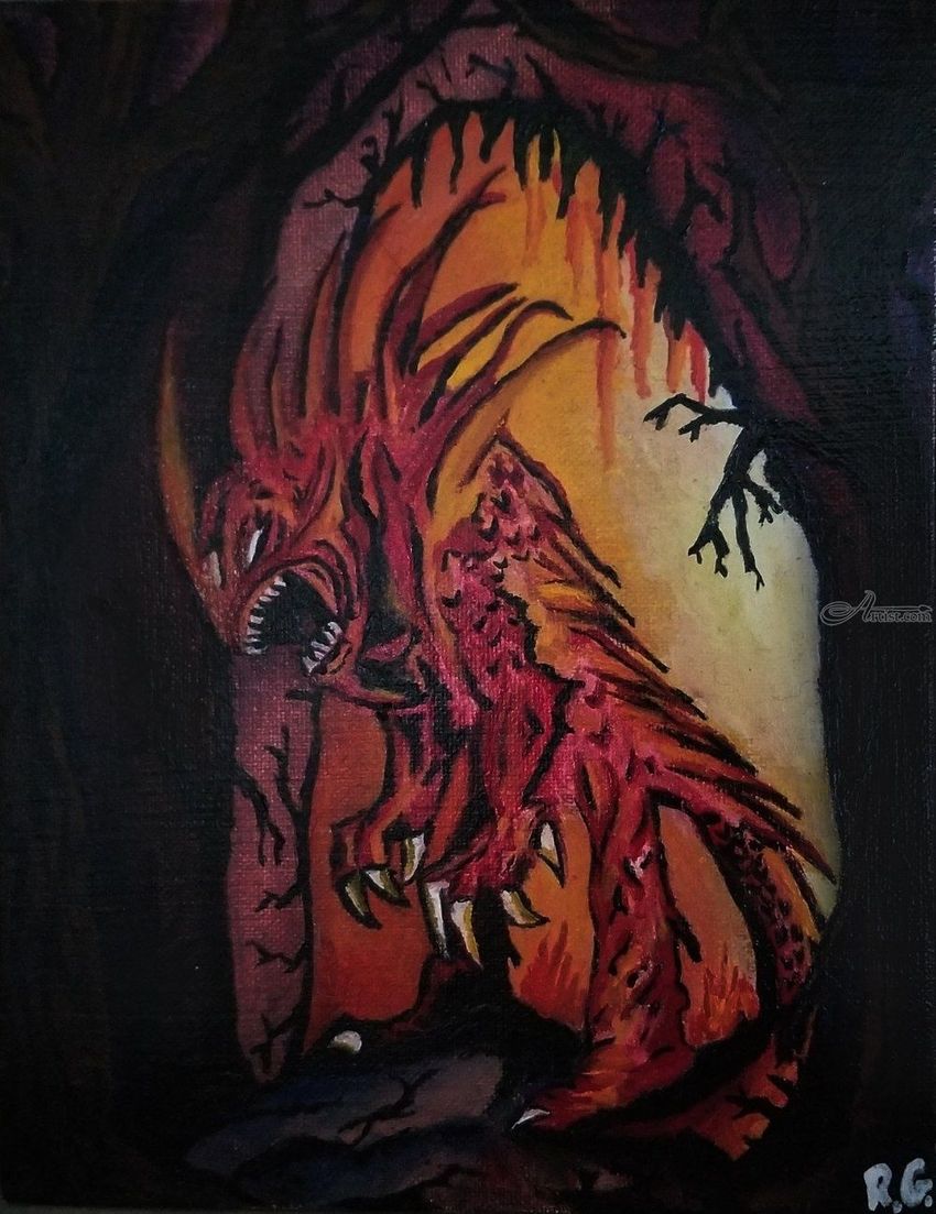 850x1103 Cave Monster Paintings By Robert Given - Monster Oil Painting