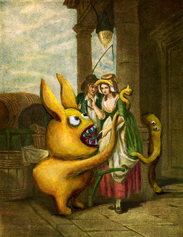 640x829 Monsters Added To Dull Yard Sale Amp Thrift Store Landscape Paintings - Monster Painting