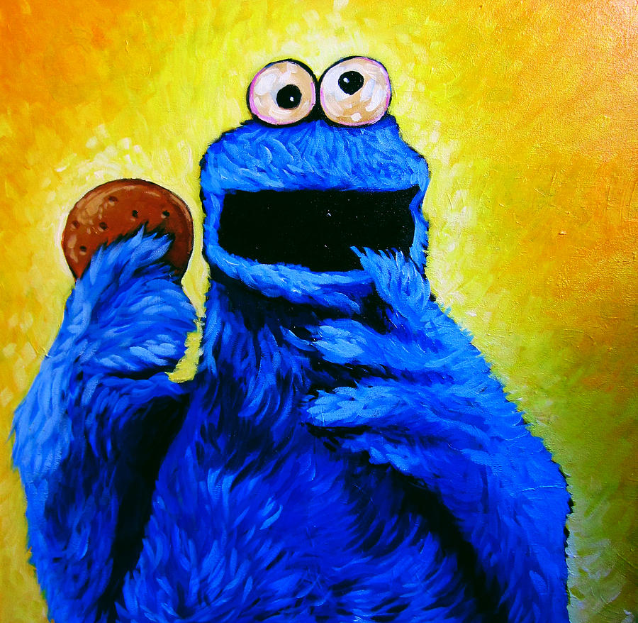 900x878 Cookie Monster Painting By Steve Hunter - Monster Painting