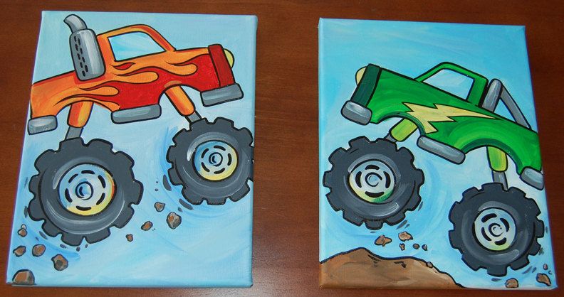 792x418 Decoritive Monster Truck Paintings For Boys Room. Bedroom Wall Art - Monster Truck Painting