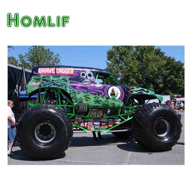 640x640 Full Square Diy Diamond Embroidery Grave Digger Monster Truck 7d - Monster Truck Painting