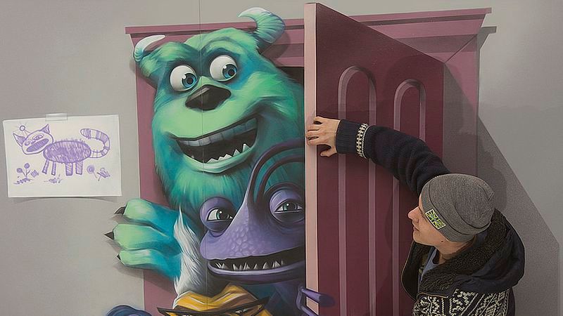 800x450 Clever 3 D Art Exhibit Brings The Cast Of Monsters, Inc. To Life - Monsters Inc Painting