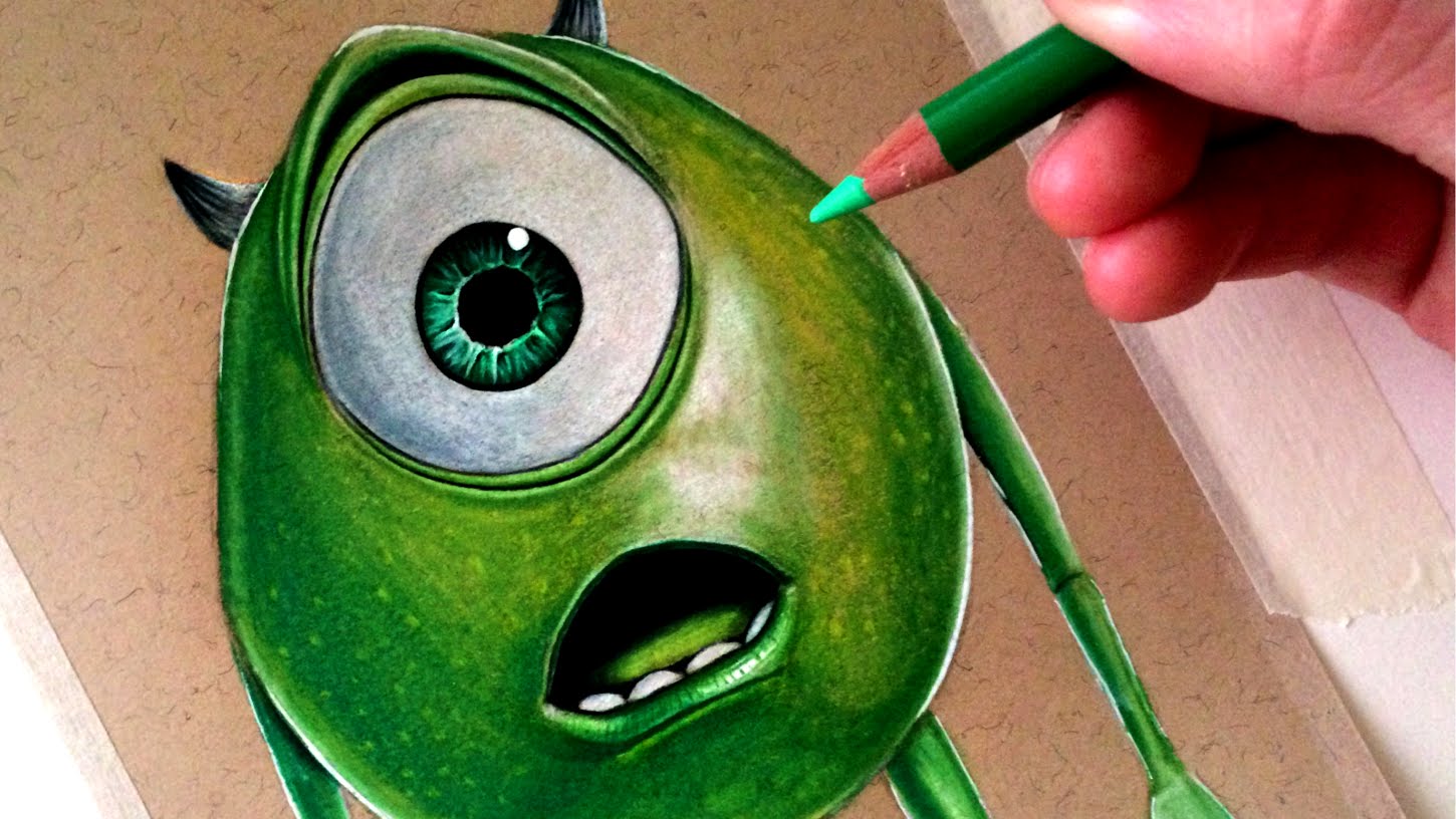 1450x816 Drawing Mike Wazowski From Monsters, Inc. - Monsters Inc Painting