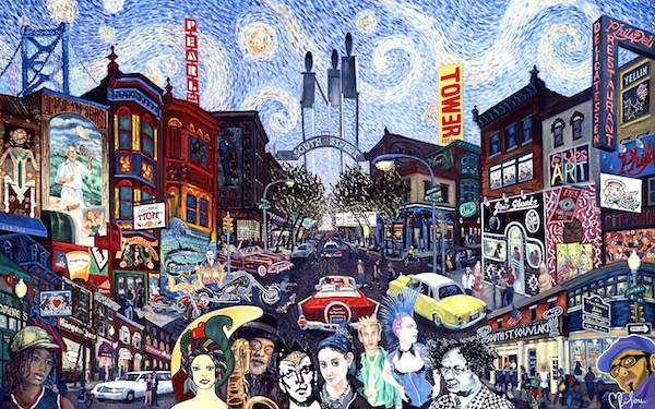 600x375 South Street Philadelphia Montage Painting - Montage Painting