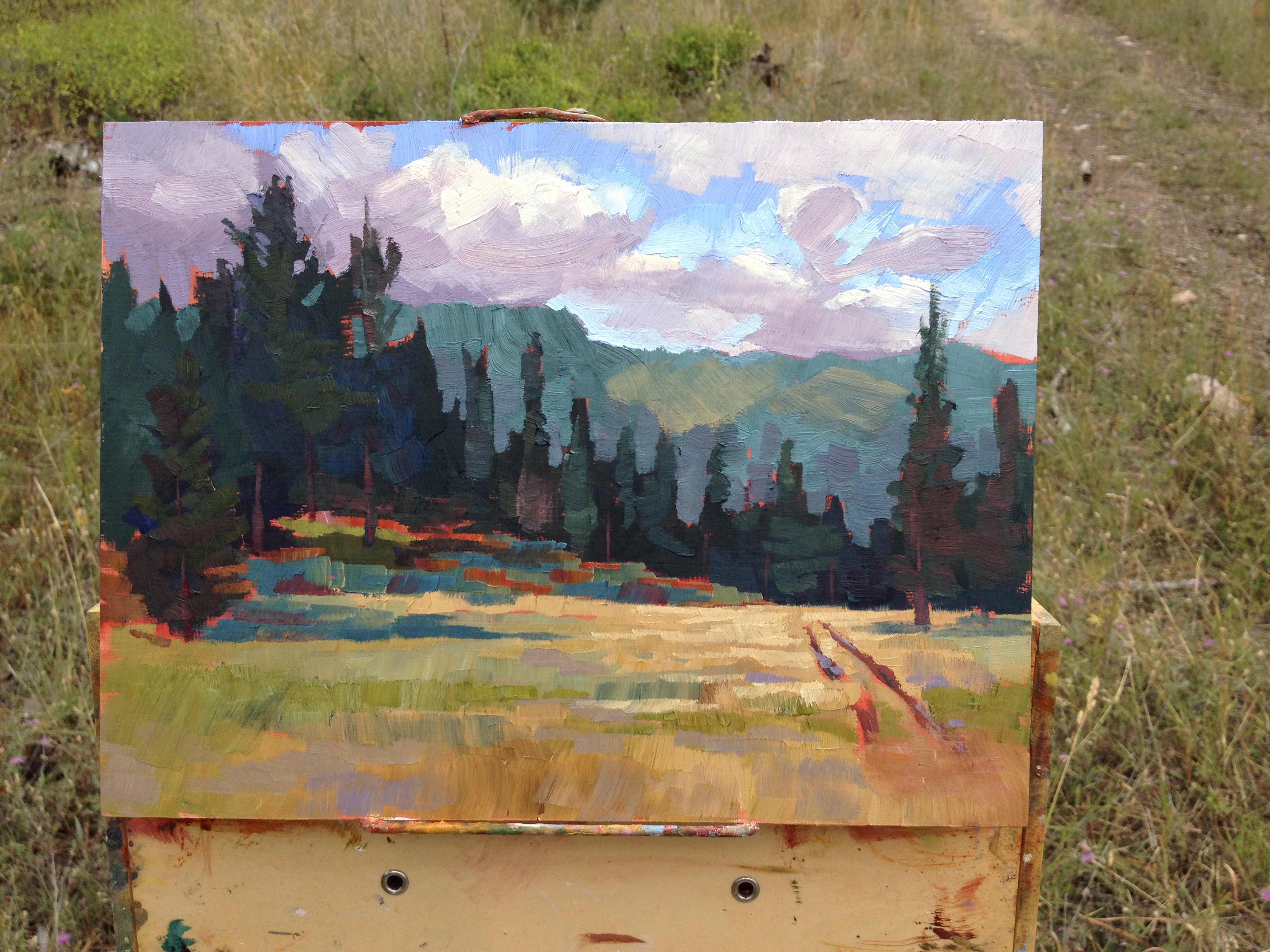 3264x2448 Plein Air Mountain Home Mt B. Rex Stewart Landscape Painter - Montana Painting