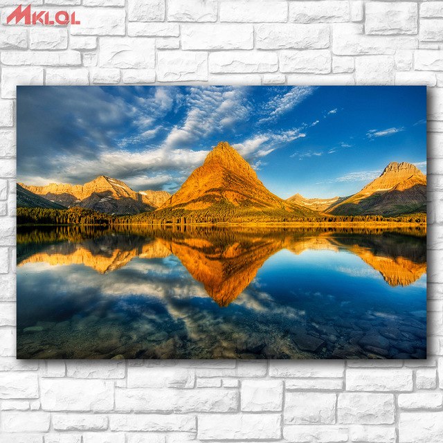640x640 Reflected Glacier National Park Montana Wall Art Canvas Home Decor - Montana Painting