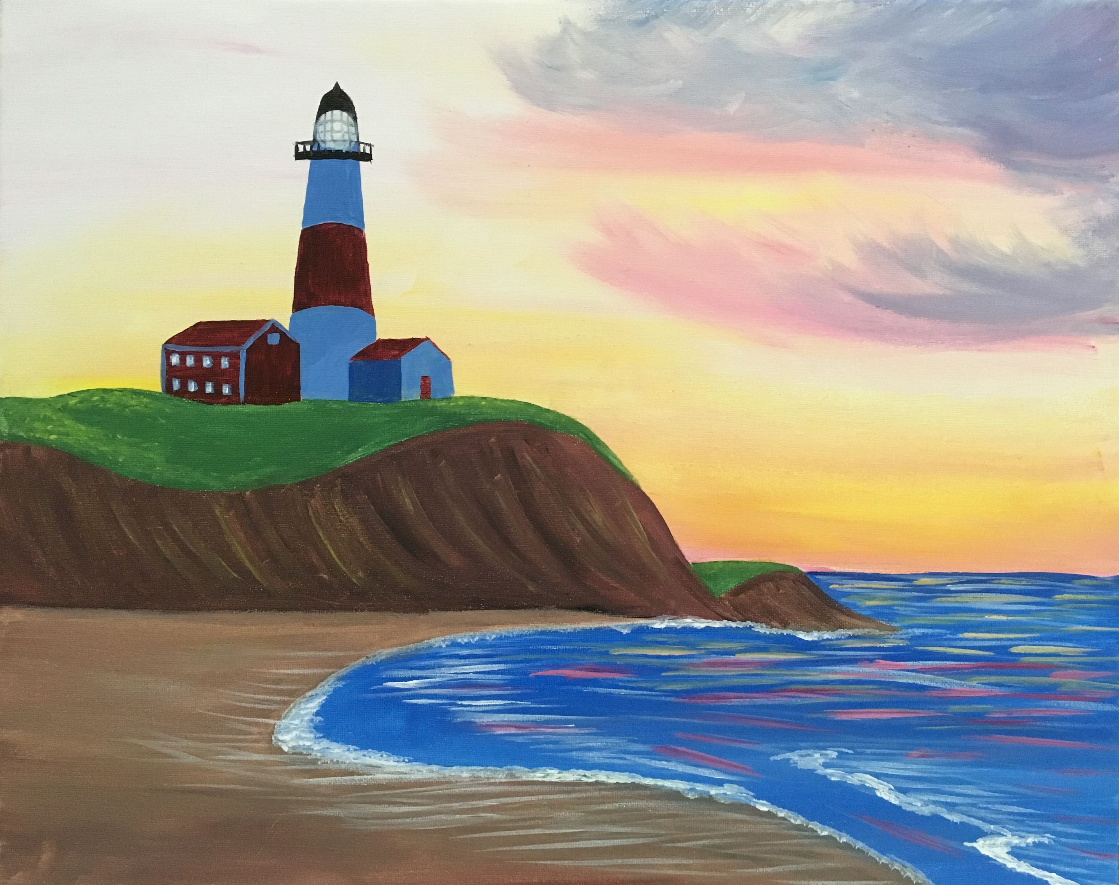 3647x2885 Montauk Lighthouse Paint Nite Paintings Local Bars - Montauk Lighthouse Painting