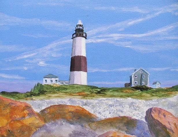 616x475 Montauk Lighthouse Painting By Anne Marie Brown - Montauk Lighthouse Painting
