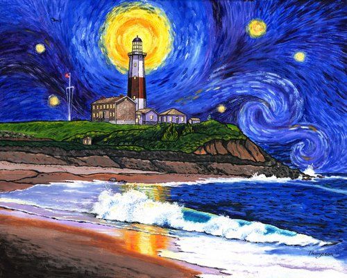 500x400 Elaine Thompson's Painting The Montauk Lighthouse In Honor - Montauk Lighthouse Painting