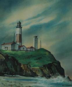 248x300 Vintage Watercolor Of Montauk Lighthouse By New York Artist Alice - Montauk Lighthouse Painting