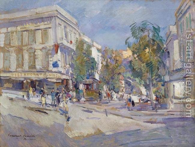 650x491 Street Scene In Monte Carlo Konstantin Alexeievitch Korovin - Monte Painting