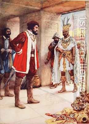 289x400 Montezuma A Hostage In Cortes Hands Arthur A. Dixon Reproduction - Montezuma Painting