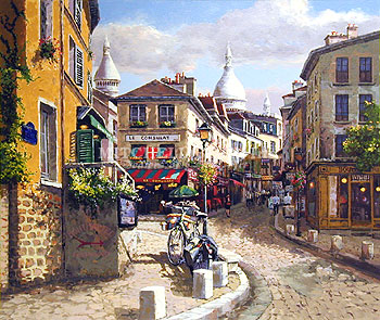 350x295 Montmartre Art Canvas Artwork Sam Park Artist Serigraph Paintings - Montmartre Painting