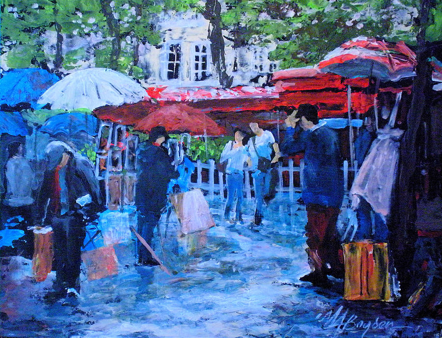 900x689 Shopping Montmartre Painting By Maryann Boysen - Montmartre Painting