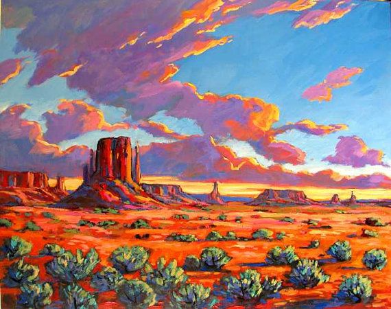 570x450 Monument Valley Sunset Abstract Huge Contemporary By Pattyabaker - Monument Valley Painting