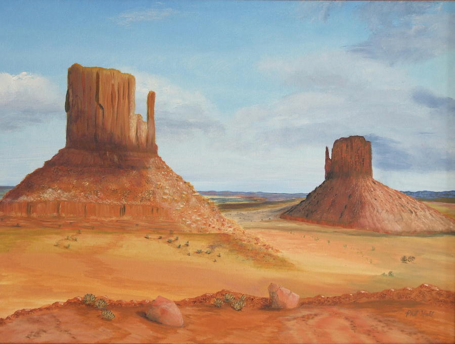 900x681 Monument Valley The Mittens Painting By Philip Hall - Monument Valley Painting