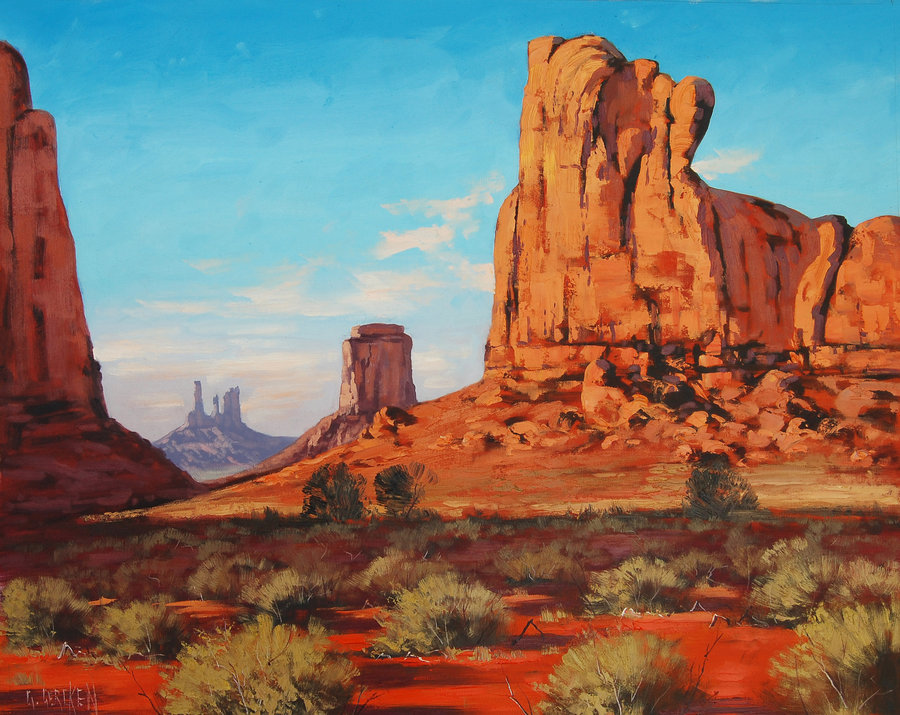 900x715 Monument Valley Painting By Artsaus - Monument Valley Painting