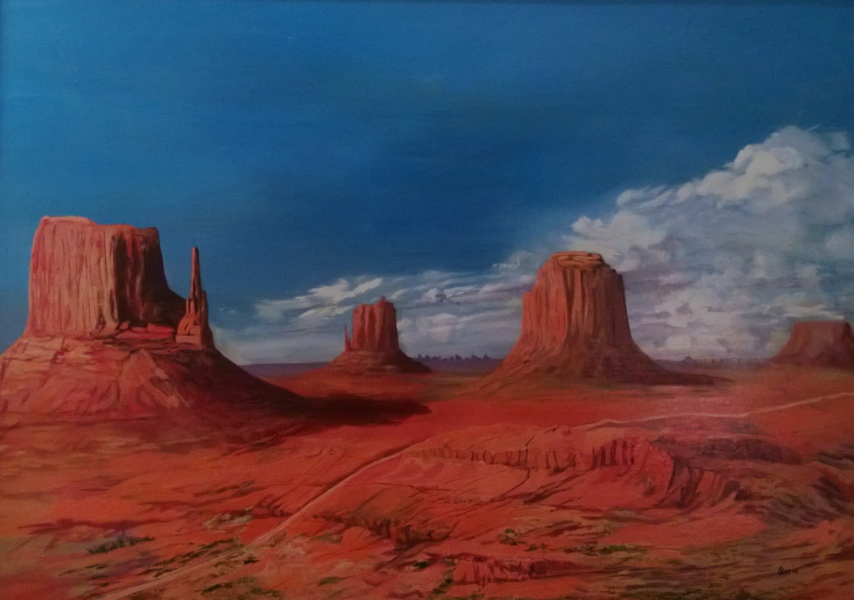 1200x844 Southwestern Oil Paintings Monument Valley By Pat Serie Art - Monument Valley Painting