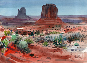 300x218 Buttes Of Monument Valley Painting By Donald Maier - Monument Valley Painting