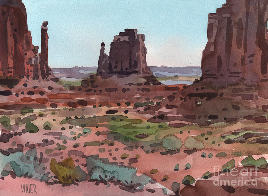 900x661 Downtown Monument Valley Painting By Donald Maier - Monument Valley Painting