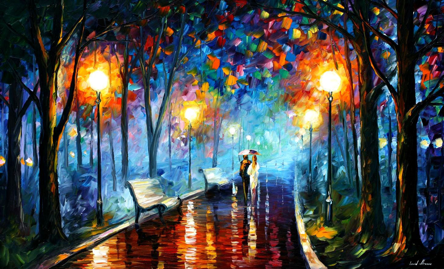 1454x882 Misty Mood Palette Knife Oil Painting On Canvas By Leonid - Mood Painting