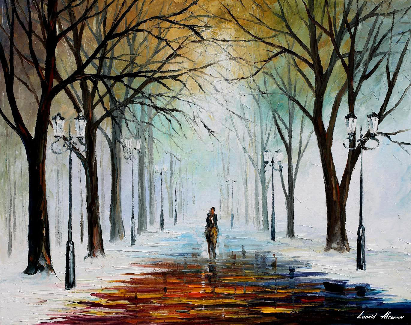 1371x1087 Winter Mood Palette Knife Oil Painting On Canvas By Leonid - Mood Painting