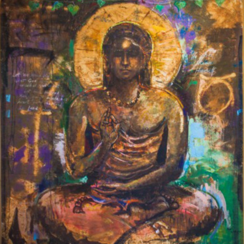 800x800 Sahaja Buddha Painting (Postcard) - Mooji Painting