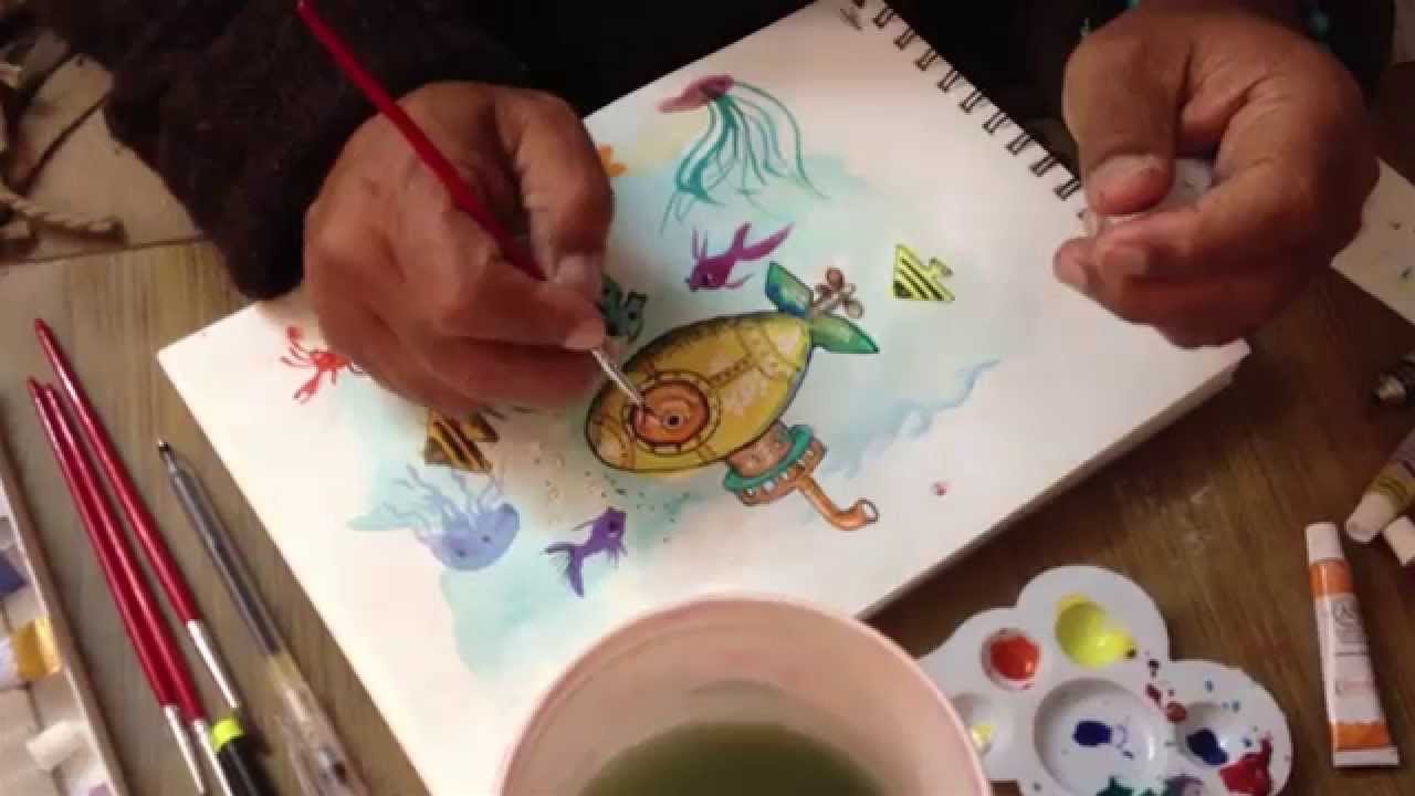 1280x720 Sri Mooji Painting The Fish In The Submarine - Mooji Painting