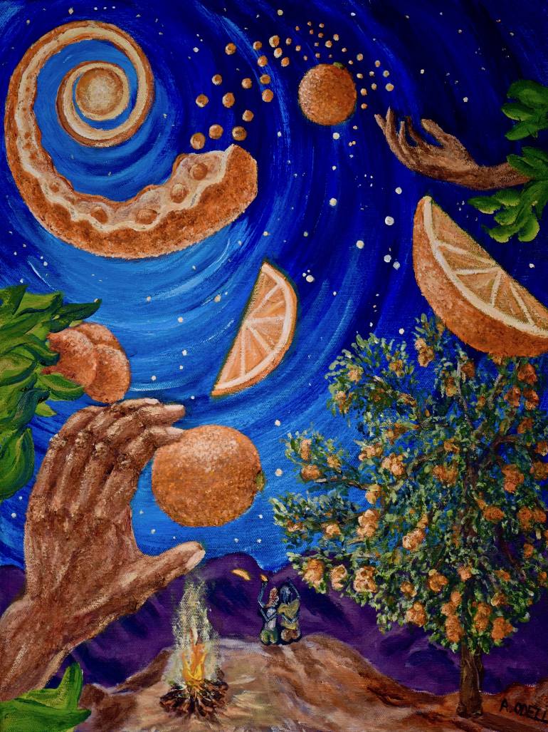 770x1027 Saatchi Art Peeling The Moon For Stars Painting By Adrian Odell - Moon And Stars Painting