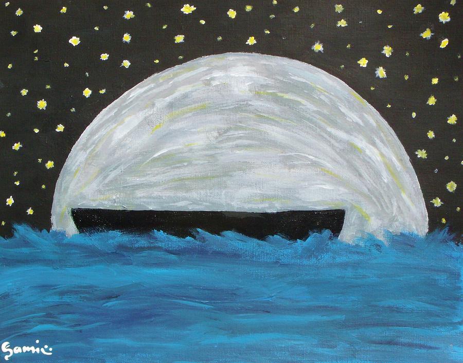 900x706 Samis Painting Of A Boat With The Moon And Stars And Stuff - Moon And Stars Painting
