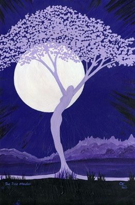 263x400 Tree Maiden Goddesses, Moon And Tree Art - Moon And Tree Painting