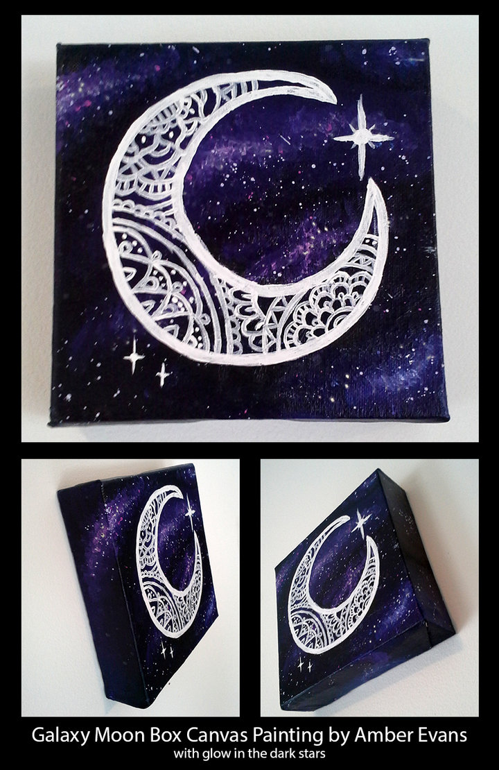 720x1110 Galaxy Moon Canvas Painting By Ambernikki - Moon Canvas Painting