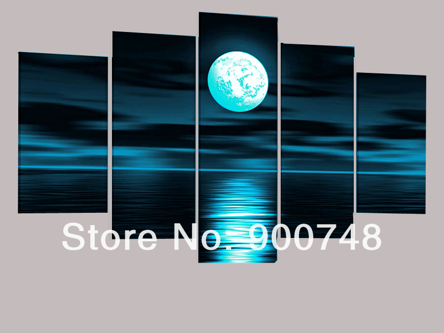 900x676 Hand Painted Abstract Oil Painting On Canvas Blue Moon Modern Art - Moon Canvas Painting