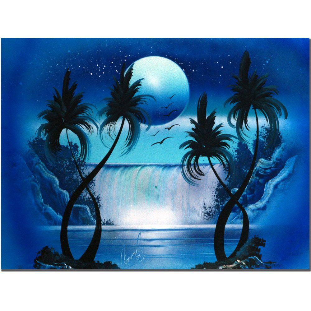 1000x1000 Trademark Fine Art 18 In. X 24 In. Moon Over The Waterfall I - Moon Canvas Painting