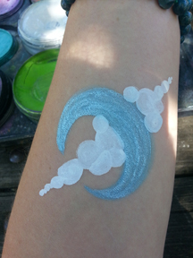 216x288 How To Face Paint A Crescent Moon With Clouds - Moon Face Painting
