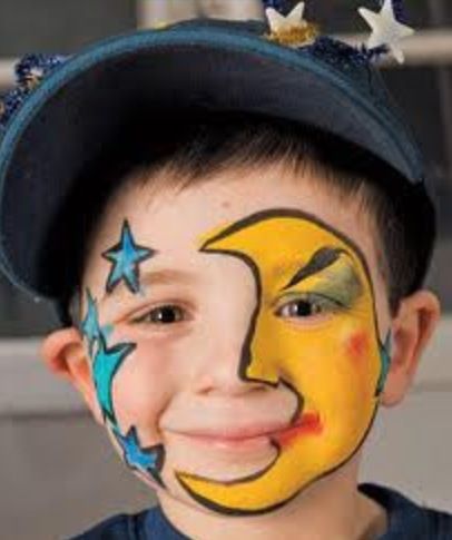406x485 Stars And Moon Face Paint Design Face Painting Ideas - Moon Face Painting