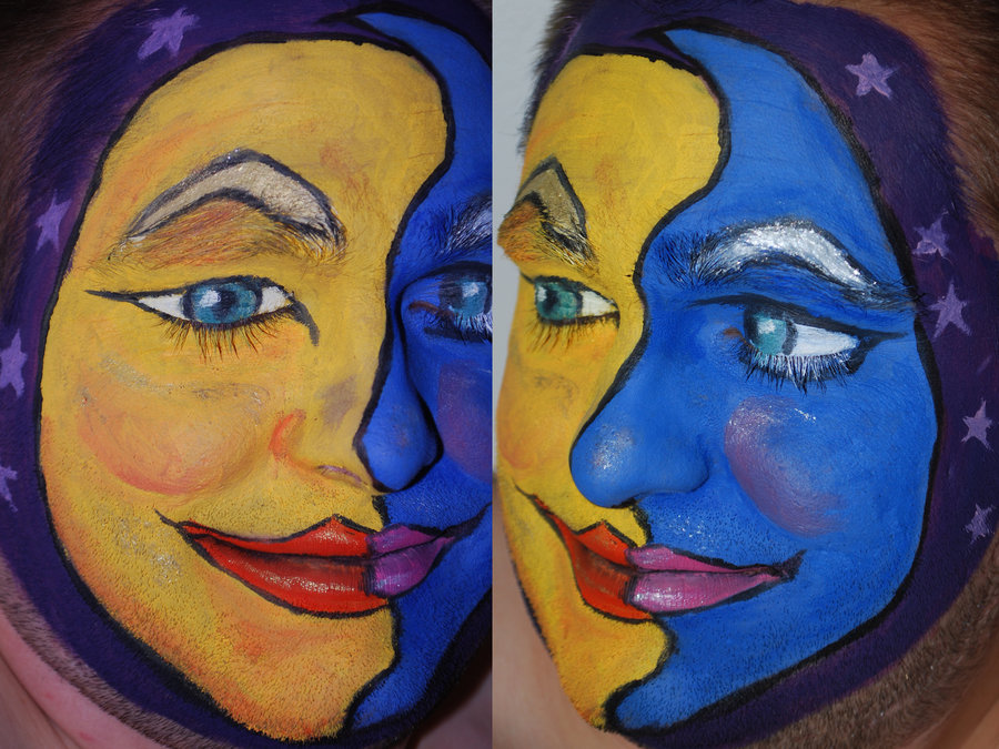 900x675 Sun And Moon Face Paint By Foxkat - Moon Face Painting