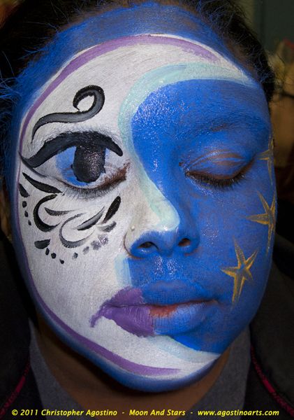 421x600 Moon And Stars Face Painting Halloween Face Painting Halloween - Moon Face Painting