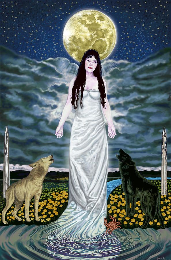 594x900 Moon Goddess Canvas Print Canvas Art By Pamela Wells - Moon Goddess Painting
