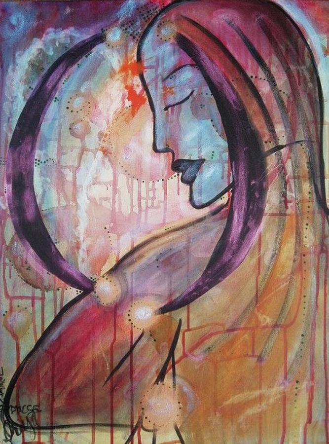 667x900 Moon Goddess Painting By Oriya Rae - Moon Goddess Painting