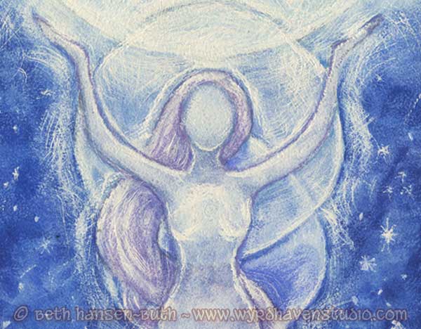 600x468 The Moon Goddess - Moon Goddess Painting
