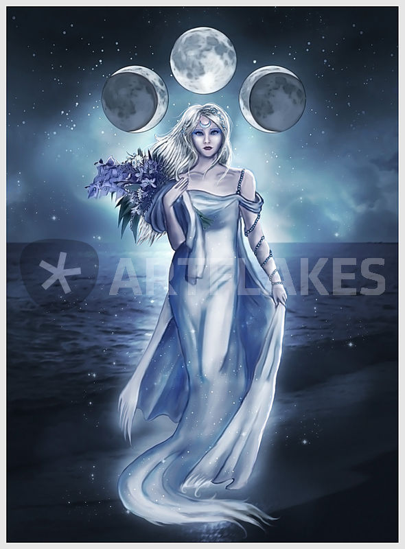 590x800 The Moon Goddess Digital Art Art Prints And Posters By Linda - Moon Goddess Painting