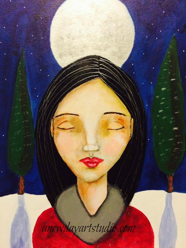 600x800 Full Snow Moon Goddess Print A New Day Art Studio - Moon Goddess Painting