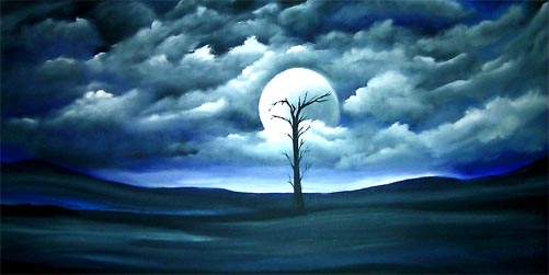 501x251 Painting - Moon Landscape Painting
