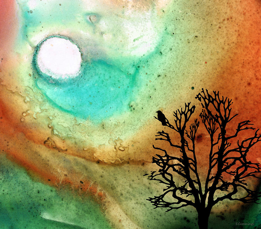 900x790 Summer Moon - Moon Landscape Painting