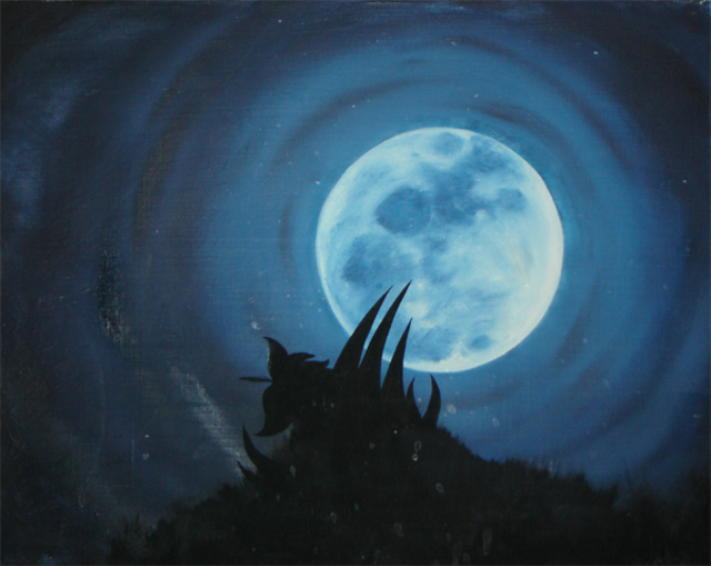 640x509 Rickie Dickerson Artwork Claw Moon Original Painting Oil - Moon Oil Painting