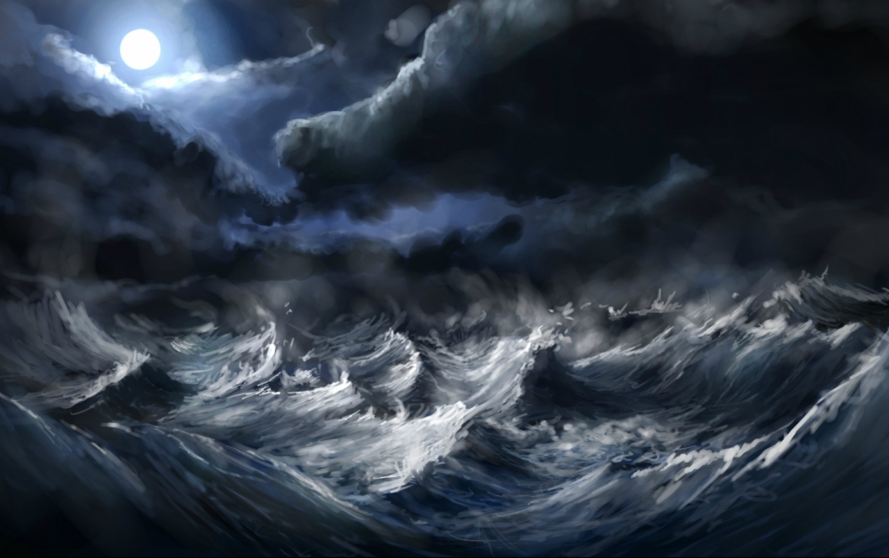 1280x804 Full Moon Amp Ocean Painting Wallpapers Full Moon Amp Ocean Painting - Moon Over Ocean Painting